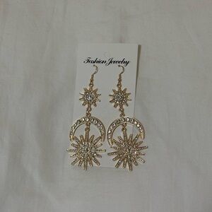 Celestial Gold Earrings Jewelry Sun Moon Star Starry